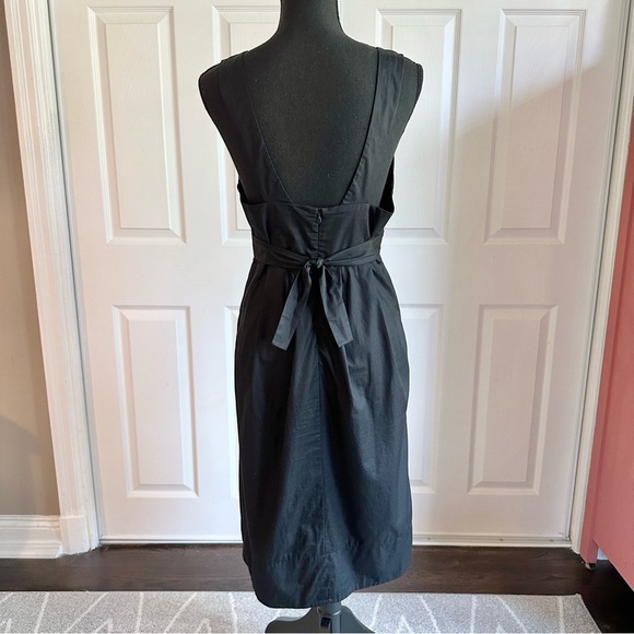 French Connection Black Cotton Pleated Waist Cocktail Dress - Picture 4 of 7